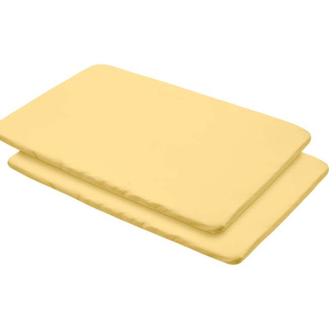 All-In-One Fitted Sheet & Waterproof Cover For 39" x 27" Play Yard Mattress, Yellow (Pack Of 2)