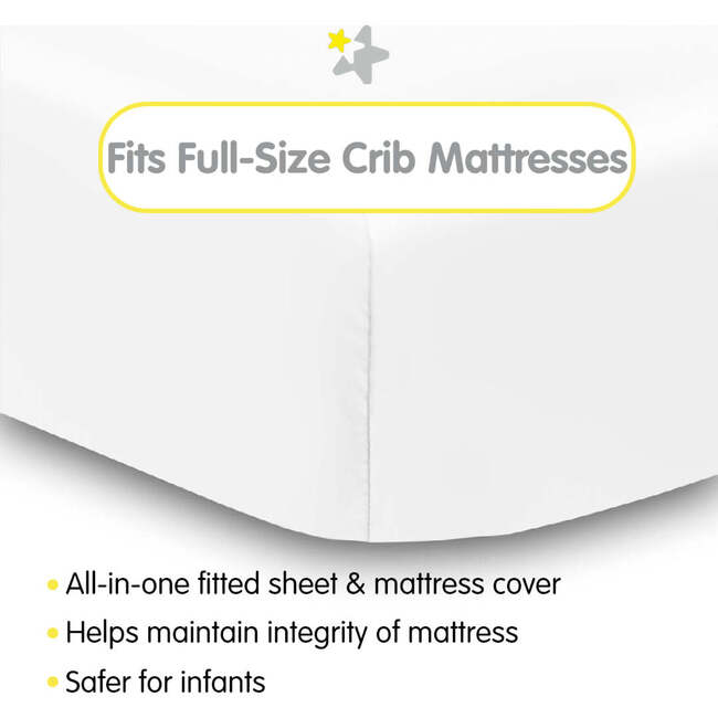 All-In-One Fitted Sheet & Waterproof Cover For 52" x 28" Crib Mattress, White (Pack Of 2) - Crib Sheets - 2