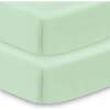 All-In-One Fitted Sheet & Waterproof Cover For 52" x 28" Crib Mattress, Mint Green (Pack Of 2) - Crib Sheets - 1 - thumbnail