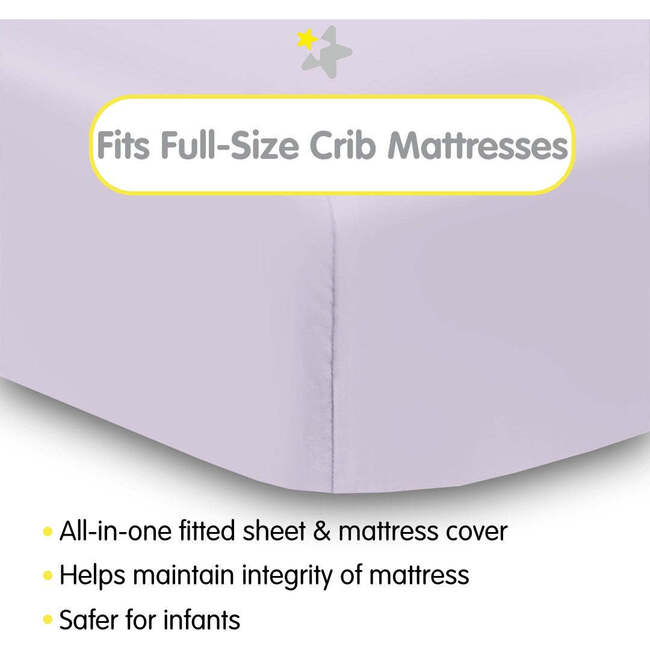 All-In-One Fitted Sheet & Waterproof Cover For 52" x 28" Crib Mattress, Lavender (Pack Of 2) - Crib Sheets - 2