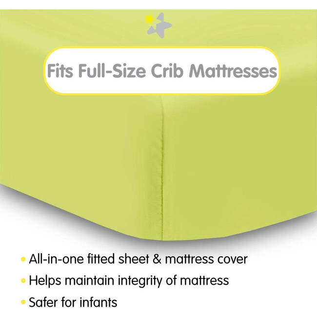 All-In-One Fitted Sheet & Waterproof Cover For 52" x 28" Crib Mattress, Lime (Pack Of 2) - Crib Sheets - 2