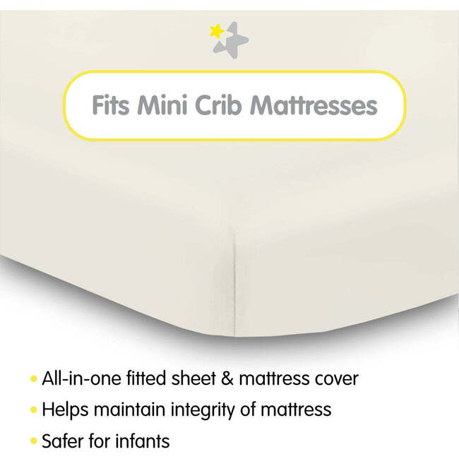 All-In-One Fitted Sheet & Waterproof Cover For 38" x 24" Mini Crib Mattress, Natural Ecru (Pack Of 2) - Crib Sheets - 2