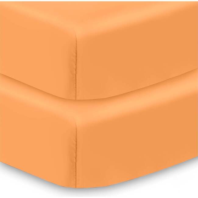 All-In-One Fitted Sheet & Waterproof Cover For 52" x 28" Crib Mattress, Coral (Pack Of 2)