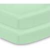 All-In-One Fitted Sheet & Waterproof Cover For 38" x 24" Mini Crib Mattress, Mint Green (Pack Of 2) - Crib Sheets - 1 - thumbnail
