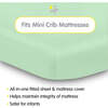 All-In-One Fitted Sheet & Waterproof Cover For 38" x 24" Mini Crib Mattress, Mint Green (Pack Of 2) - Crib Sheets - 2