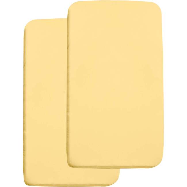 All-In-One Fitted Sheet & Waterproof Cover For 36" x 18" Cradle Mattress, Yellow (Pack Of 2)