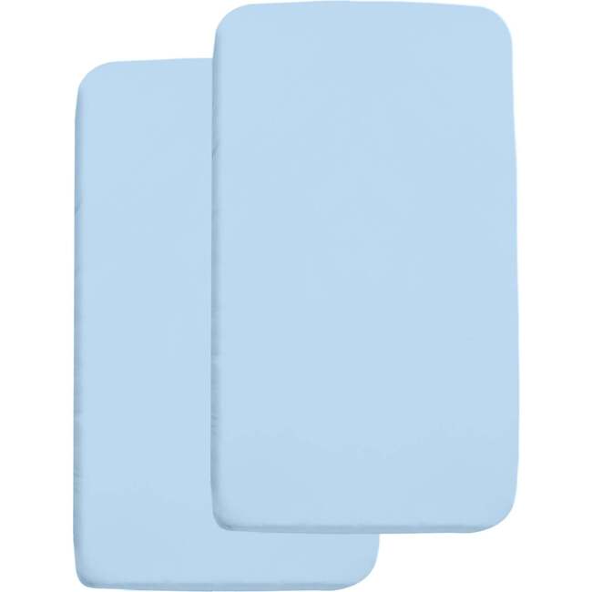 All-In-One Fitted Sheet & Waterproof Cover For 36" x 18" Cradle Mattress, Light Blue (Pack Of 2)