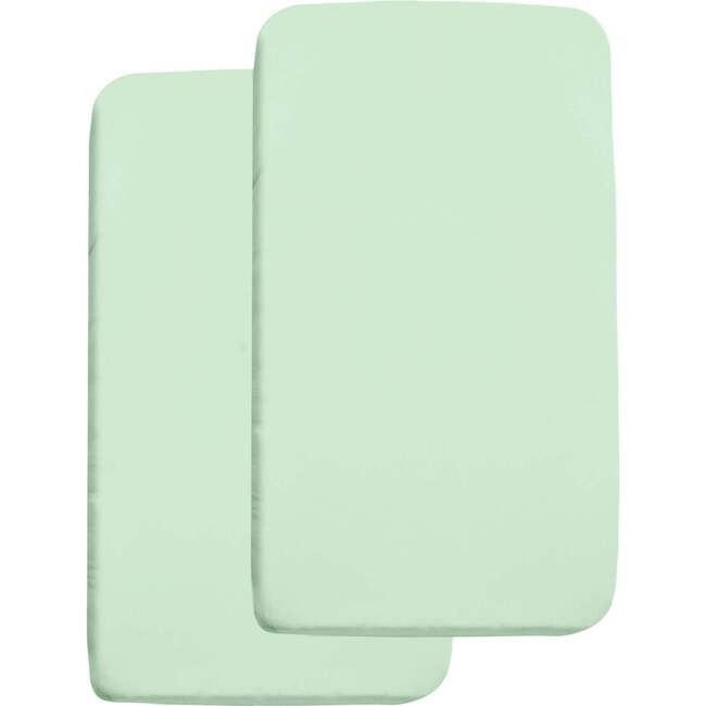 All-In-One Fitted Sheet & Waterproof Cover For 36" x 18" Cradle Mattress, Mint Green (Pack Of 2)