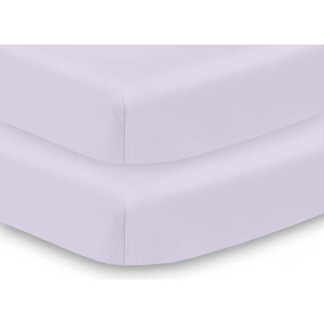 All-In-One Fitted Sheet & Waterproof Cover For 38" x 24" Mini Crib Mattress, Lavender (Pack Of 2)