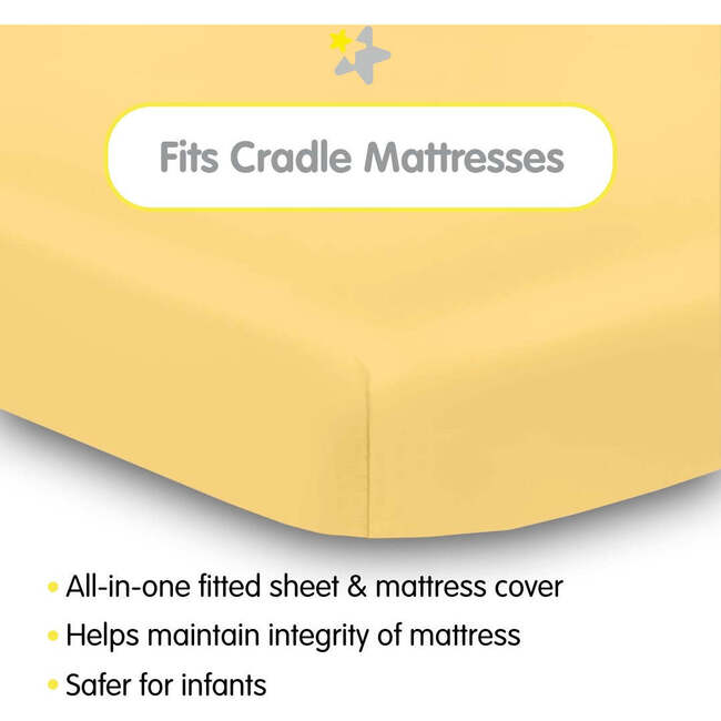 All-In-One Fitted Sheet & Waterproof Cover For 36" x 18" Cradle Mattress, Yellow (Pack Of 2) - Crib Sheets - 2
