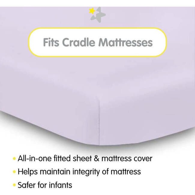 All-In-One Fitted Sheet & Waterproof Cover For 36" x 18" Cradle Mattress, Lavender (Pack Of 2) - Crib Sheets - 2