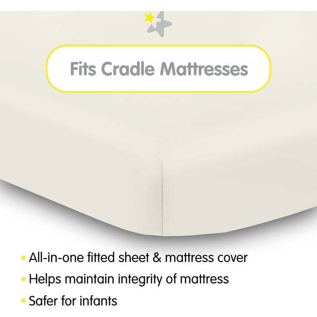 All-In-One Fitted Sheet & Waterproof Cover For 36" x 18" Cradle Mattress, Natural Ecru (Pack Of 2) - Crib Sheets - 2
