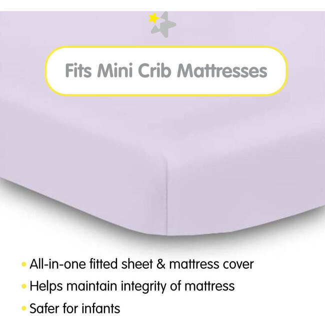 All-In-One Fitted Sheet & Waterproof Cover For 38" x 24" Mini Crib Mattress, Lavender (Pack Of 2) - Crib Sheets - 2