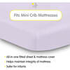 All-In-One Fitted Sheet & Waterproof Cover For 38" x 24" Mini Crib Mattress, Lavender (Pack Of 2) - Crib Sheets - 2