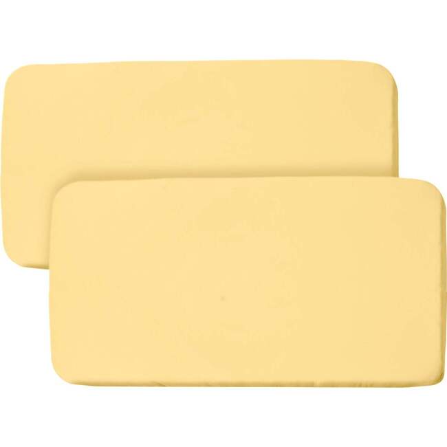 All-In-One Fitted Sheet & Waterproof Cover For 33" x 15" Bassinet Mattress, Yellow (Pack Of 2)
