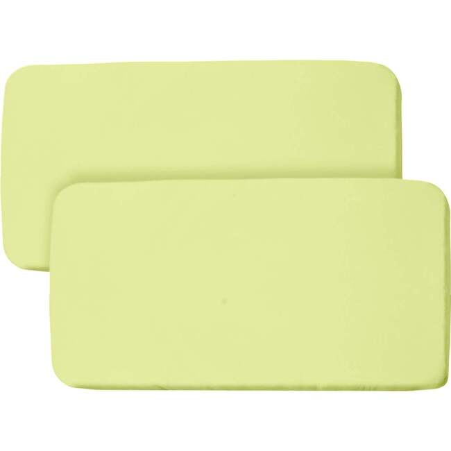 All-In-One Fitted Sheet & Waterproof Cover For 33" x 15" Bassinet Mattress, Lime (Pack Of 2)