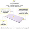 All-In-One Fitted Sheet & Waterproof Cover For 36" x 18" Cradle Mattress, Lavender (Pack Of 2) - Crib Sheets - 3