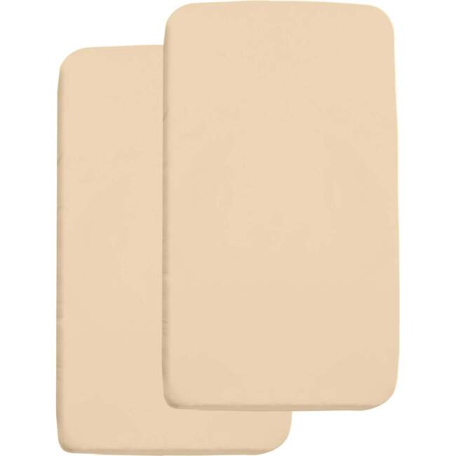 All-In-One Fitted Sheet & Waterproof Cover For 36" x 18" Cradle Mattress, Beige (Pack Of 2)
