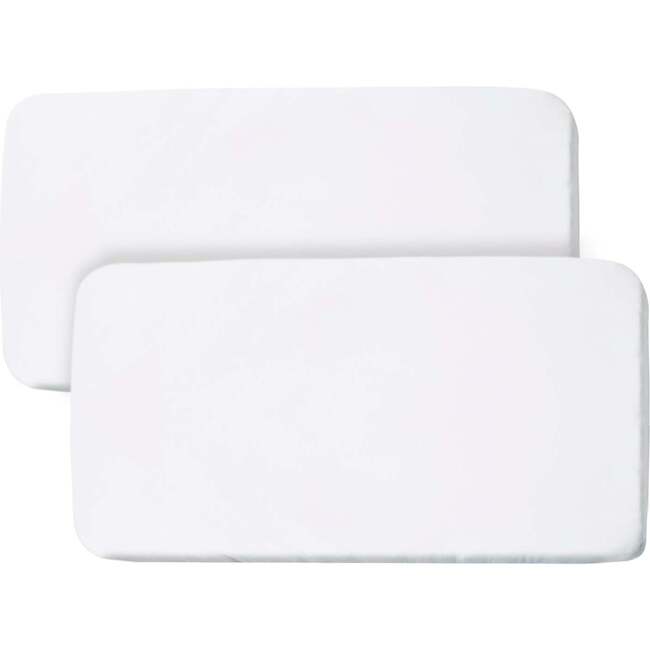 All-In-One Fitted Sheet & Waterproof Cover For 33" x 15" Bassinet Mattress, White (Pack Of 2) - Crib Sheets - 1