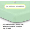 All-In-One Fitted Sheet & Waterproof Cover For 33" x 15" Bassinet Mattress, Mint Green (Pack Of 2) - Crib Sheets - 2