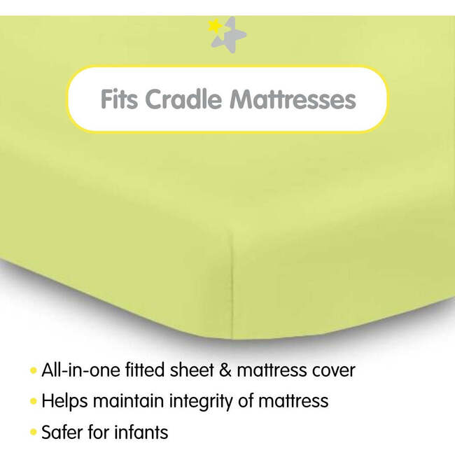 All-In-One Fitted Sheet & Waterproof Cover For 36" x 18" Cradle Mattress, Lime (Pack Of 2) - Crib Sheets - 2