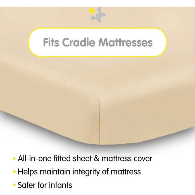 All-In-One Fitted Sheet & Waterproof Cover For 36" x 18" Cradle Mattress, Beige (Pack Of 2) - Crib Sheets - 2