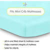 All-In-One Fitted Sheet & Waterproof Cover For 38" x 24" Mini Crib Mattress, Blue Green Aqua (Pack Of 2) - Crib Sheets - 2