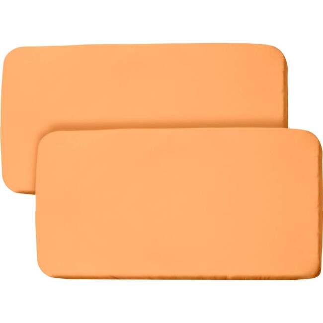 All-In-One Fitted Sheet & Waterproof Cover For 33" x 15" Bassinet Mattress, Coral (Pack Of 2)