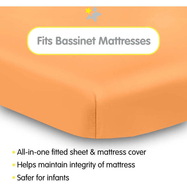 All-In-One Fitted Sheet & Waterproof Cover For 33" x 15" Bassinet Mattress, Coral (Pack Of 2) - Crib Sheets - 2
