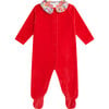 Olympia Ruffle Collar Velour Sleepsuit, Floral Berry - Onesies - 1 - thumbnail