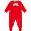 Olympia Ruffle Collar Velour Sleepsuit, Floral Berry - Onesies - 2