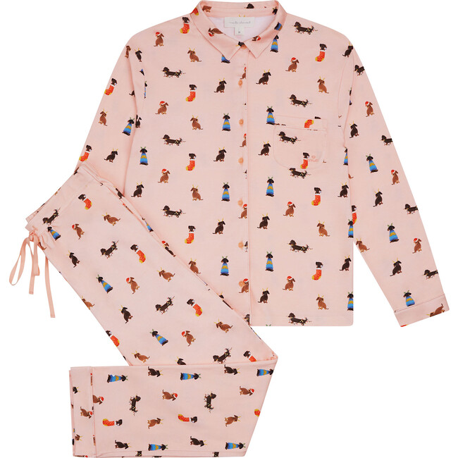 Christmas Dogs Pajamas, Adult Pink