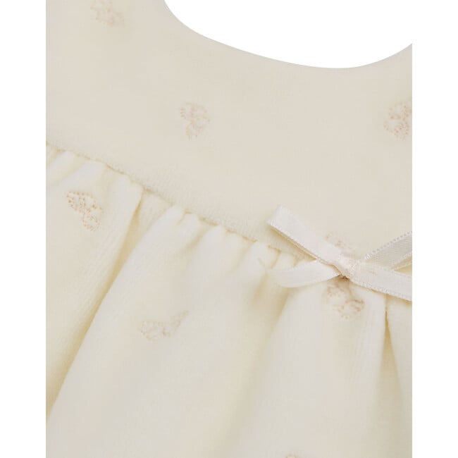 Angel Wing Velour Dress, Baby Cream - Dresses - 2