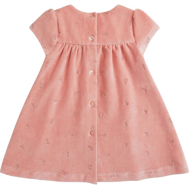 Angel Wing Velour Dress, Baby Dusty Pink - Dresses - 3