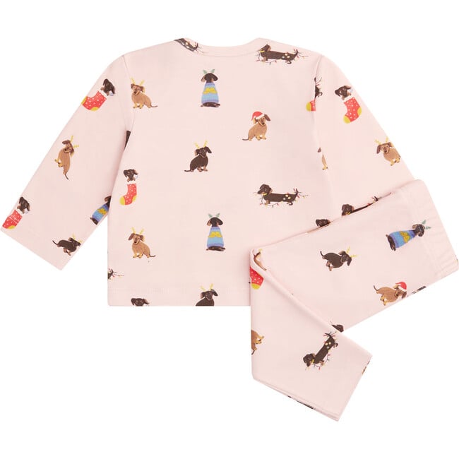 Christmas Dogs Two Piece Set, Baby Pink - Mixed Apparel Set - 2