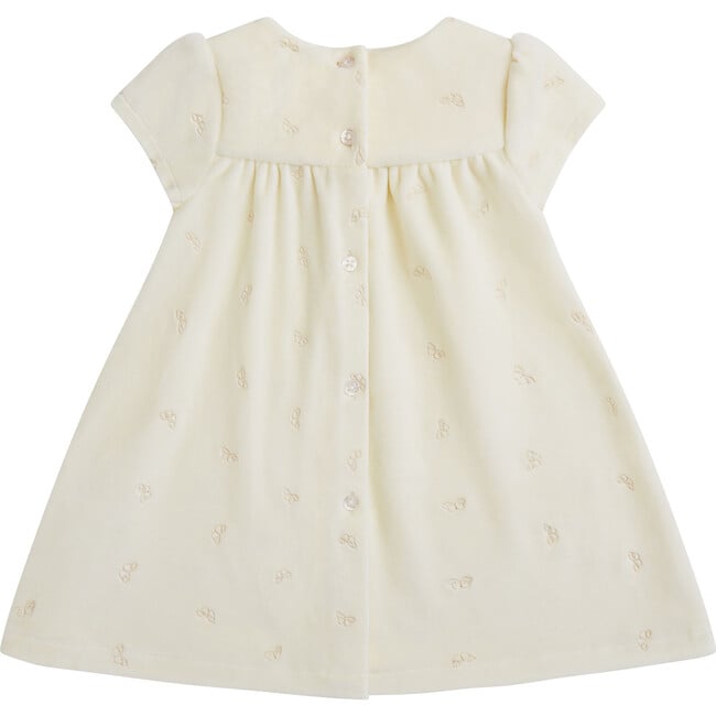 Angel Wing Velour Dress, Baby Cream - Dresses - 3