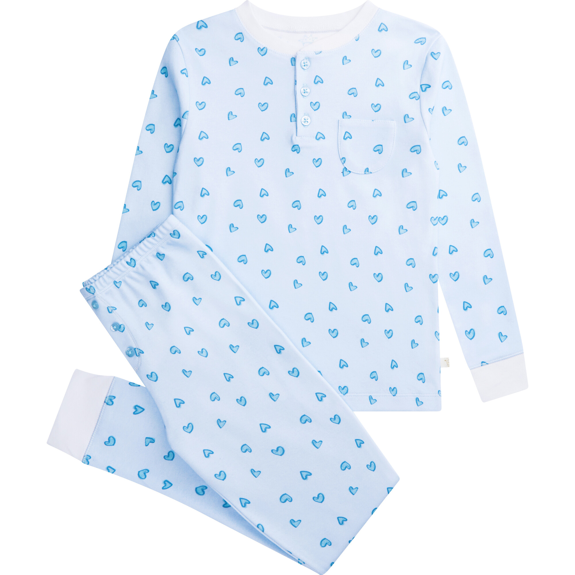 Blue Love Heart Pajamas, Adult - Pajamas - 1