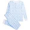 Blue Love Heart Pajamas, Adult - Pajamas - 1 - thumbnail