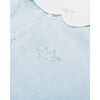 Crown Peter Pan Collar Velour Sleepsuit, Blue - Onesies - 3