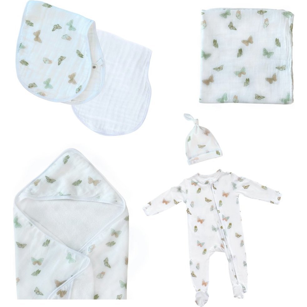 Welcome Baby Gift Box- Butterflies + Footie, Pink - Mixed Apparel Set - 1