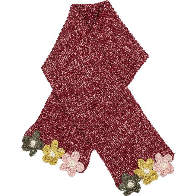 Crochet Flower Scarf, Red