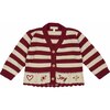 Flor Cardigan, Crimson Stripe - Cardigans - 1 - thumbnail