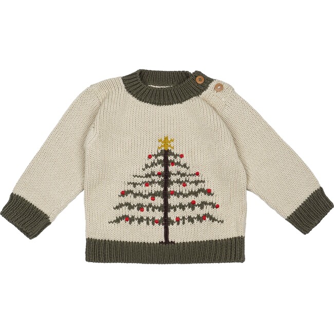 Christmas Tree Sweater, Laurel/Taupe