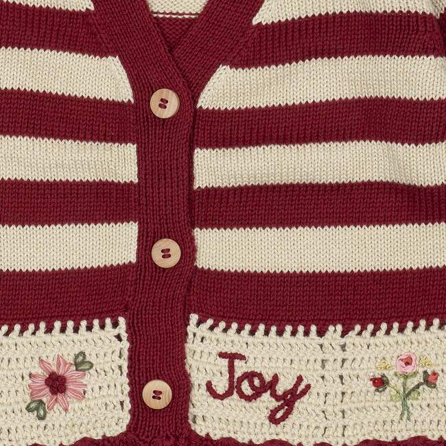 Flor Cardigan, Crimson Stripe - Cardigans - 2