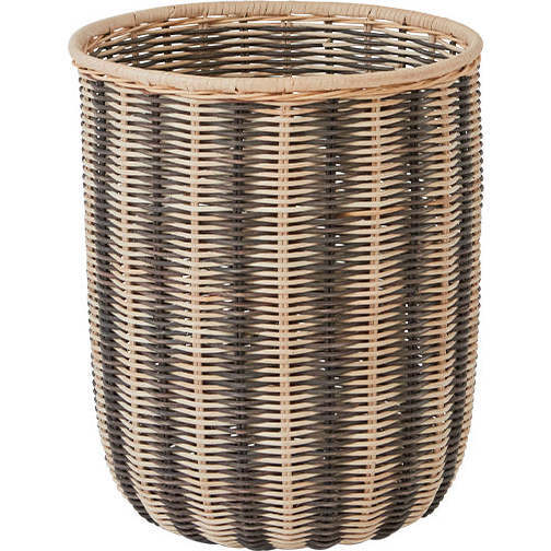 Striped Storage Basket, Black & Nature