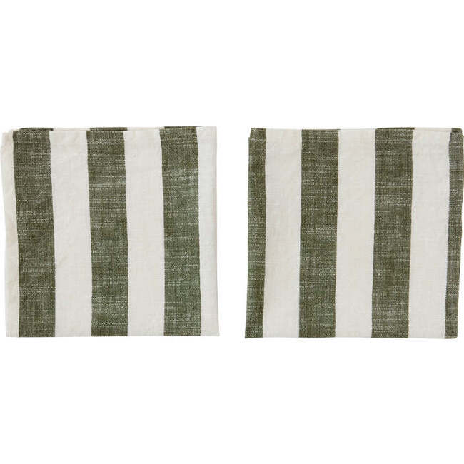 Striped Napkin, Olive (Pack Of 2)