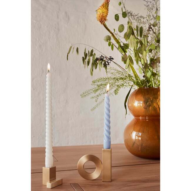 Square Solid Brass Candle Holder, Brushed Brass - Candle Holders - 3