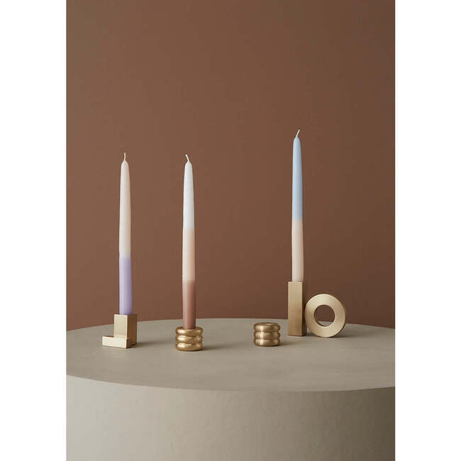 Square Solid Brass Candle Holder, Brushed Brass - Candle Holders - 4