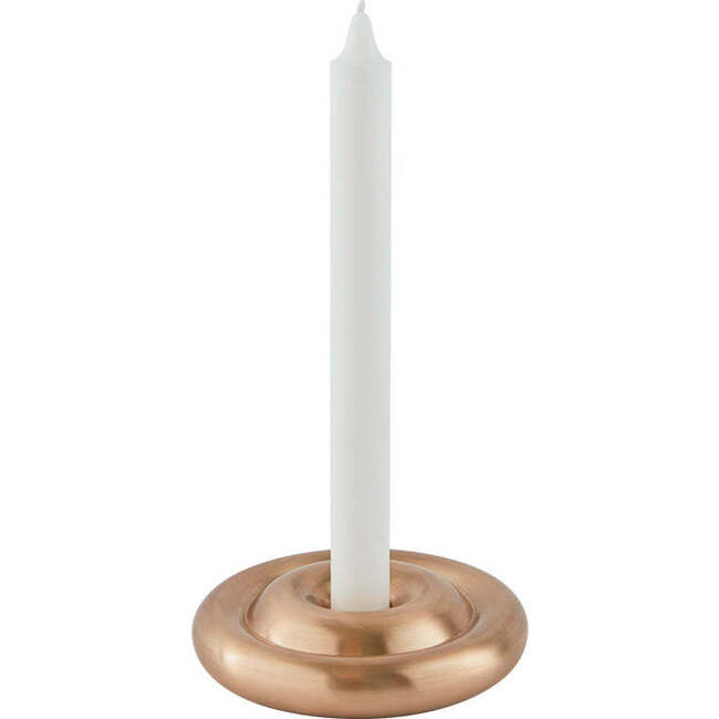 Savi Solid Brass Low Candle Holder, Brushed Brass
