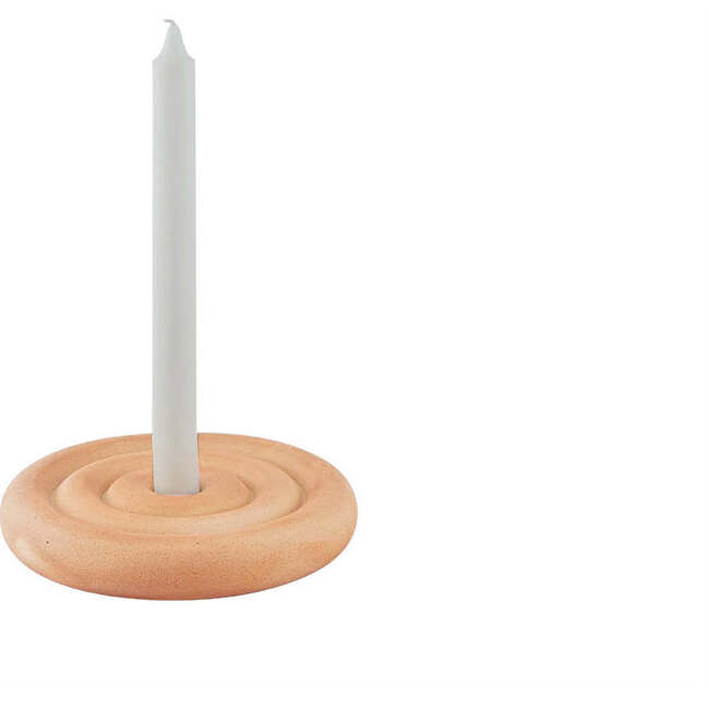 Savi Ceramic Low Single Candle Holder, Beige